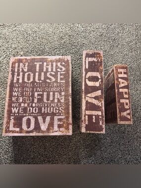 Set Of 3 Book Shaped Storage Boxes “Vintage Style” Inspiration Typography Decor